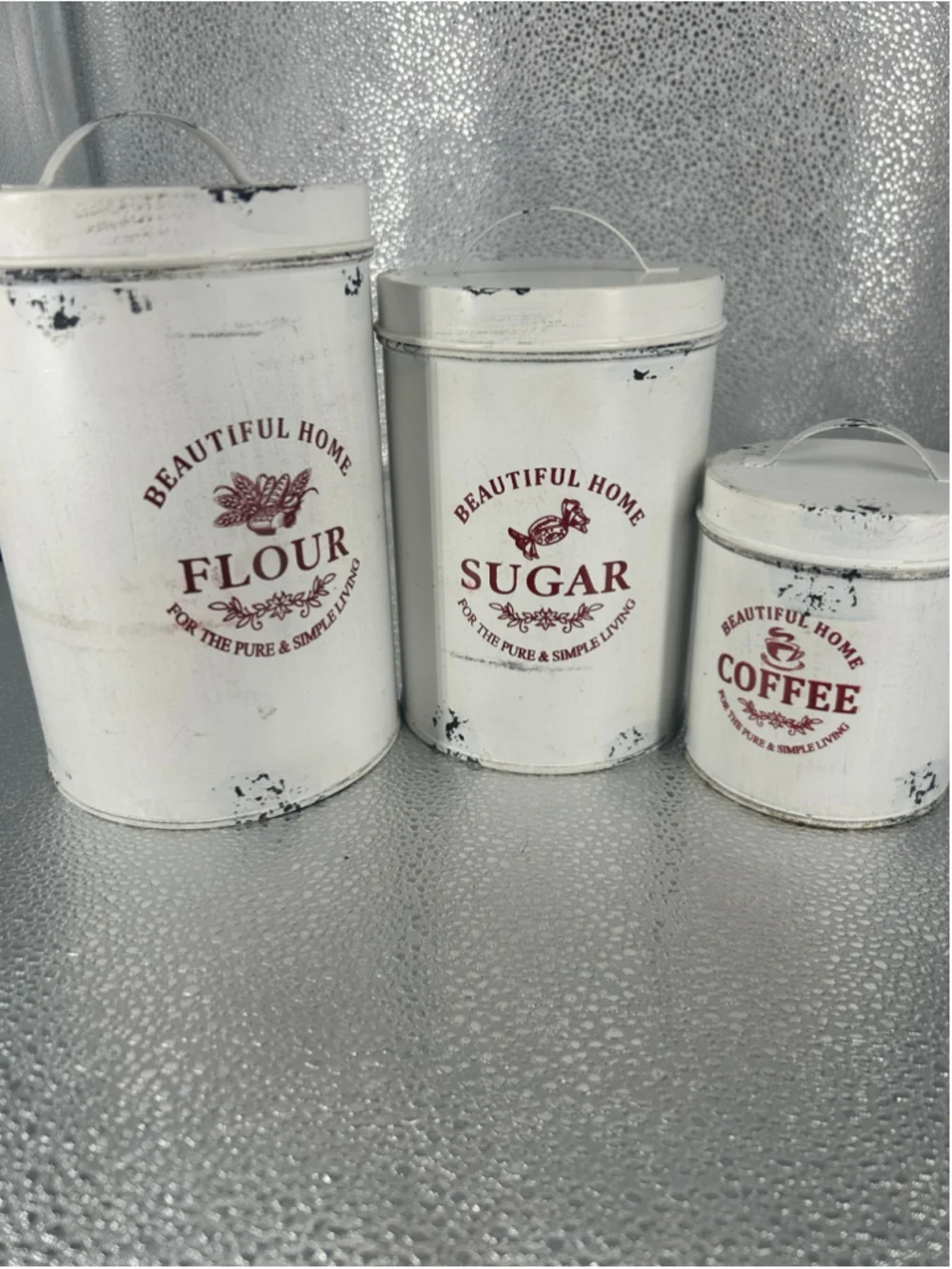 White & Brown Food Storage Canisters Set, One Size
